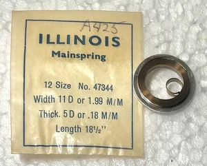 VINTAGE POCKET WATCH MAIN SPRING MAINSPRING ILLINOIS SIZE 12 12S S12 NOS A425 - Picture 1 of 1