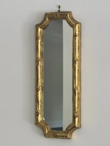 Vtg Italian Florentia Giltwood Faux Bamboo Mirror 16.5” X 6” Hollywood Regency - Picture 1 of 7