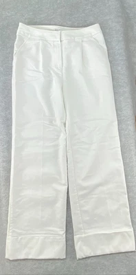 WITCHERY SIZE 12 WOMENS OFF WHITE STRETCH WIDE LEG RELAXED FIT PANTS CREAM TRIM - image 1 of 4
