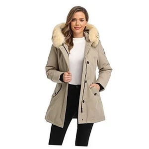 Duck Down Winter Coat for Women Insulated Long Thick Fur Hood Puffer Warm - Picture 1 of 7