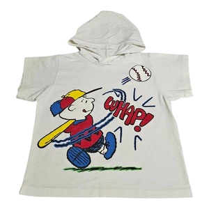 Camisa De Colección Peanuts Charlie Marrón Con Capucha Juvenil Talla 4 Béisbol S/S Blanca Años 90 Manchada - Imagen 1 de 11