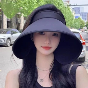 Damen Sonnenblende Hut Faltbar Breite Krempe Hut UV Schutz Sommer Strand Reise Cap - Bild 1 von 13