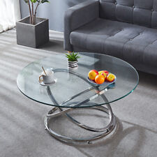 Round Glass Coffee Table Modern Living Room Furniture Tea Sofa Side Table