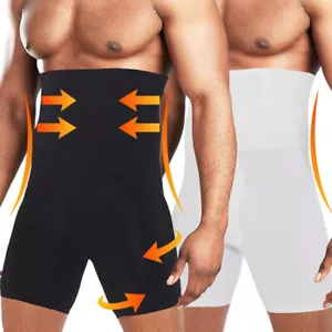 High Waisted Men Compression Boxer Shorts Tummy Control Body Shaper Girdle Pants - Picture 1 of 34
