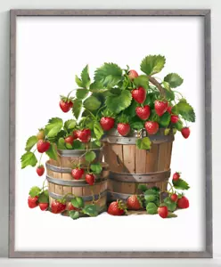 Strawberries Wall Art Print, Strawberry Kitchen Art Print, Home Decor Art #60 - Picture 1 of 2