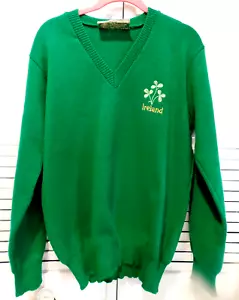 Vintage Irish V-neck St Patrick’s Sweater, Adult Large (45" Chest) - Picture 1 of 2