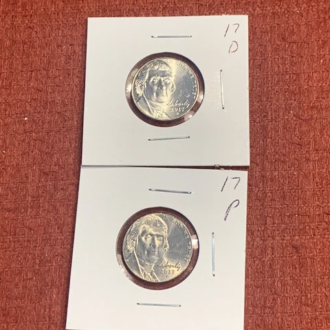 2017 P D JEFFERSON NICKEL UNCIRCULATED From Bank Roll (Free Shipping) Cover