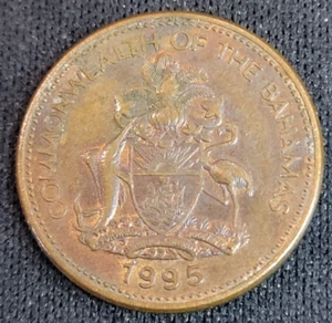 1995 Bahamas 1 Cent Copper Plated Zinc Coin - Starfish - Picture 1 of 2