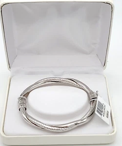 KOHL'S PLATINUM OVER STERLING SIVER TWIST BANGLE BRACELET NEW IN BOX WITH TAGS - Picture 1 of 4