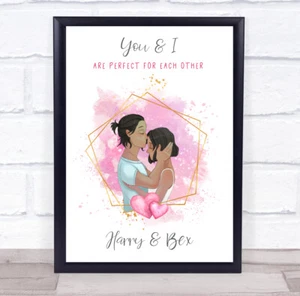 Perfect For Each Other Romantic Gift For Him or Her Personalised Couple Print - Picture 1 of 6