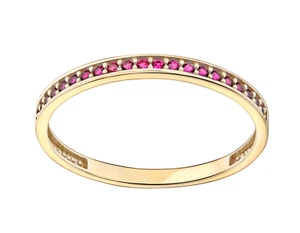 9ct Yellow Gold Simulated RUBY Eternity Band Ring size S - UK Hallmarked - Picture 1 of 6