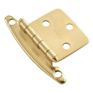 Pair Polished Brass P139-3 Hickory Non-Self-Closing Flush Mount Cabinet Hinges - Picture 1 of 2