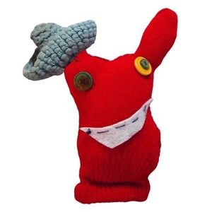 OOAK Mitten Monster with a Hat : dog / cat toy - good luck charm - bff - Picture 1 of 3