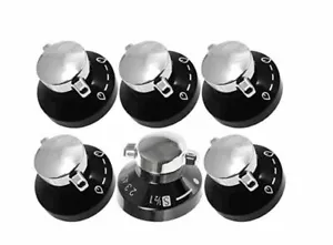 Knob STOVES Oven Gas Control Flame Hob Cooker Switch Silver Black PACK OF SIX - Picture 1 of 1