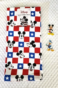 Disney Mickey Mouse Kitchen Towels, set of 2, Red, White, Blue & Stickers - Picture 1 of 8