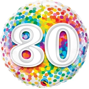 Rainbow Age 80 80th Birthday Foil Balloon - 18 inches - Qualatex - Picture 1 of 1