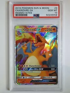 2019 Pokemon Charizard GX 9/68 Holo Hidden Fates - PSA 10 - Picture 1 of 2
