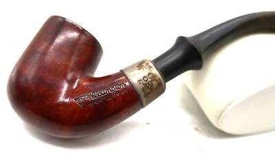 Vtg WDC Wellington Bent Billiard Tobacco Pipe Imported Wood Silver Band Hallmark - Image 1 of 4
