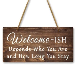 Hanging Plaque Decor Welcome Sign For Home 10x5 Inch Wall Front Door Garage Floo - Picture 1 of 7