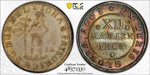 Bruns-Cal-Han 1668 12 MARIENGROSCHEN MONEDA DE PLATA GRADUACIÓN PROFESIONAL AU55 - Imagen 1 de 4