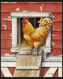 ROOSTER - Rooster Chicken - Fabric Quilt Panel - 100% Cotton Woven Fabric - Picture 1 of 1