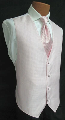 Men's Petal Pink Jean Yves Sterling Tuxedo Vest & Long Tie Wedding Prom Cruise - Image 1 of 3