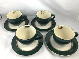 4 Cups & Saucers Farm Pig, Cow, Sheep, Rooster Henry & Company International - Picture 1 of 4