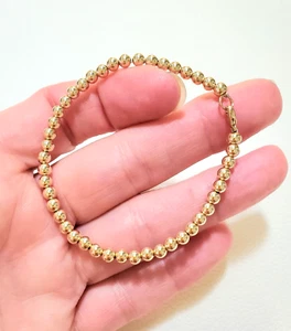 14k Solid 4mm Yellow or Rose Gold Small Lobster Ball Bead Bracelet - Picture 1 of 11