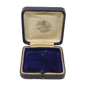 Edwardian Blue Faux Leather Jewellery Box A.A Thornton of Kettering Antique - Picture 1 of 3