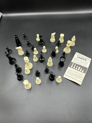 复古 Gallant Knight 国际象棋棋子霜和黑色带说明和无盒 — 第 1/4 张图片