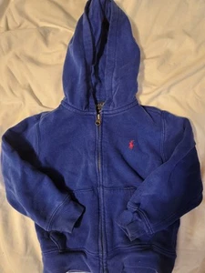 Polo Ralph Lauren Toddler Boys Navy Fleece Zip Up Hoodie 4/4T Small Red Pony - Picture 1 of 5