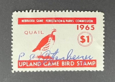 Nebraska State Revenue - 1965 Upland Game Bird stamp $1.00 - used - Wooton #7 - Image 1 of 2