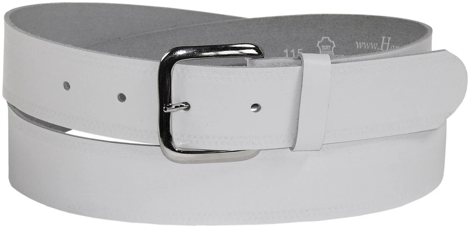 weisser Gürtel in 4cm Breite von 85-135 cm Bundweite Ledergürtel - Bild 1 von 1