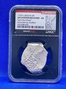 1753P Q Bolivia 8 Real NGC (Excavation Recovery AU, Cerro Rico Hoard) - Picture 1 of 2