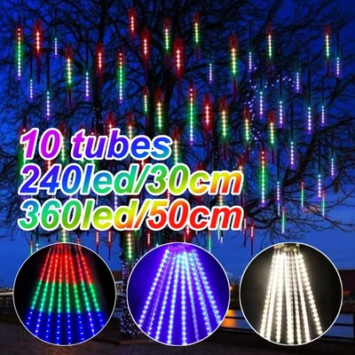 240/360 LED Outdoor Meteor Shower Fairy String Lights Xmas Falling Rain Decor - Image 1 of 4