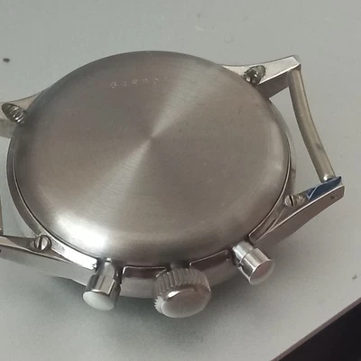 VINTAGE STEEL IMPERIAL CLAMSHELL CHRONOGRAPH WATCH CASE NEW NOS FIT VENUS FAMILY - Image 1 of 4