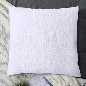 Blanco Acolchado Euro Sham Damsk 26x26 Juego de 2 Bordados Floral Texturizado Euro... - Imagen 1 de 8