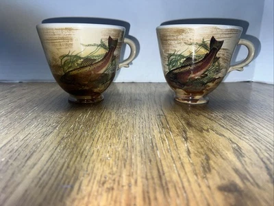 2 Vintage Robert Gordon Pottery Australia Trout Coffee Mugs Rustic Fish Art - image 1 of 4