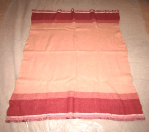 Vintage St Mary's weinrot/mauve/rosa Satinborte 100 % Wolle Camp Decke 57"x70" - Bild 1 von 24