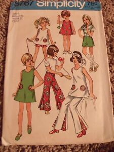VINTAGE SEWING PATTERN SEW SIMPLICITY 8767 CHILD GIRLS SIZE 4 PANTS TOPS, DRESS