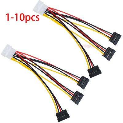 Lot  IDE Molex 4Pin Male to 3X Sata Female 15Pin Splitter Power Supply Cable - Image 1 of 4