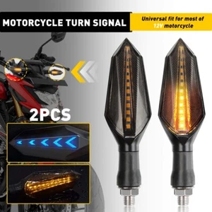 Pair Flowing LED Motorcycle Turn Signals Blinker Lights Amber For Suzuki DRZ400s - Picture 1 of 15