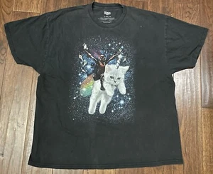 Marvel Deadpool Men’s T-Shirt Space Unicorn Kitty Cat Black Size 2XL - Picture 1 of 13