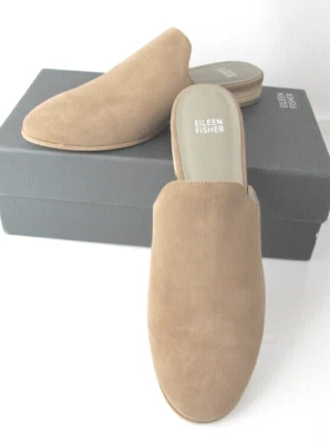 Zapatos Mula EILEEN FISHER Para Mujer Dion Gamuza, EE. UU. 9,5 M Tierra Beige Nuevos En Caja Foto 1 de 4