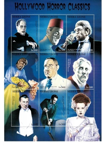 Sierra Leone 1997 - Horror Classics - Sheet of 9 Stamps - Scott #2034 - MNH Cover