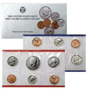 1989 P&D Mint Set Brilliant Uncirculated US with Envelope & COA (10 Coin Set) - Picture 1 of 1