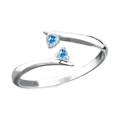 Zehenring Zehring zwei blaue Zirkonias 925 Silber Zehenschmuck - Bild 1 von 2