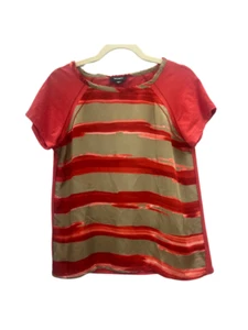 Max & Co rot & hellbraun gestreiftes Kurzarmshirt Damen Medium Italy - Bild 1 von 4