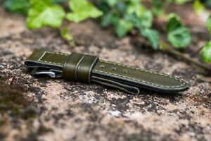 Handmade "Oliva" green leather strap for Panerai with GPF buckle 27,26, 24,22mm