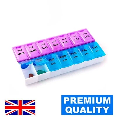 PILLBOX 7 Tage Pillenspender Medizin Tabletten Aufbewahrung Organizer Etui Wochenbox UK